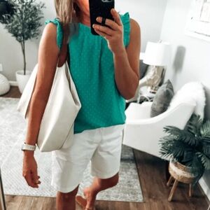 J. Crew Blouse Top Womens Small Turquoise funnel neck‎  peplum old money